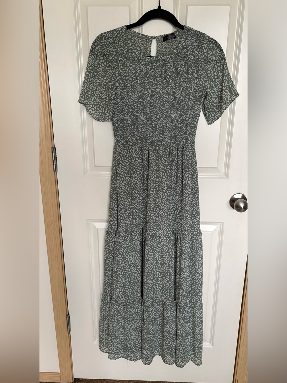 BTFBM Sage Green Floral Tiered Maxi Dress